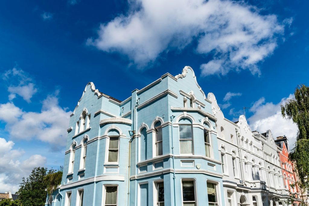 Traditional houses in Notting Hill neighborhood in London